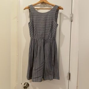 Blue striped boat neck dress